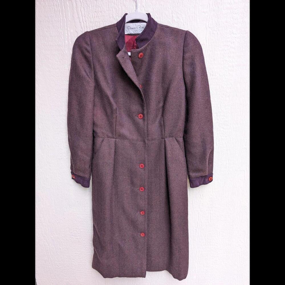 Vintage Oscar de la Renta Purple Wool Union Made Pea Coat Jacket Size 6